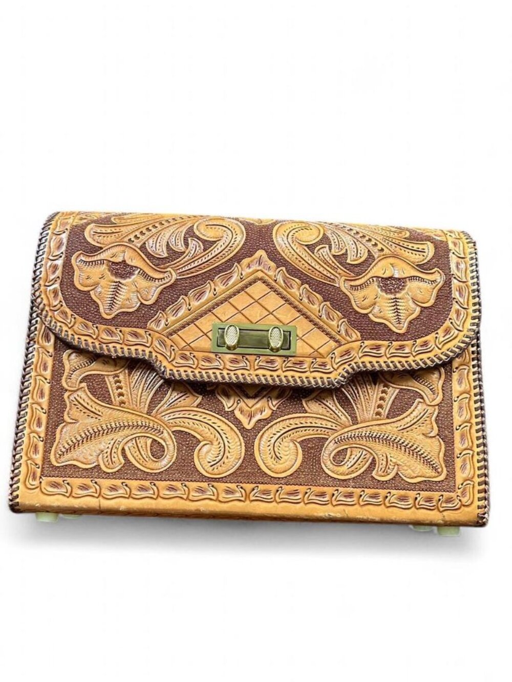 Handmade leather bag with floral pattern #leather #floral   vintage Mexican hand